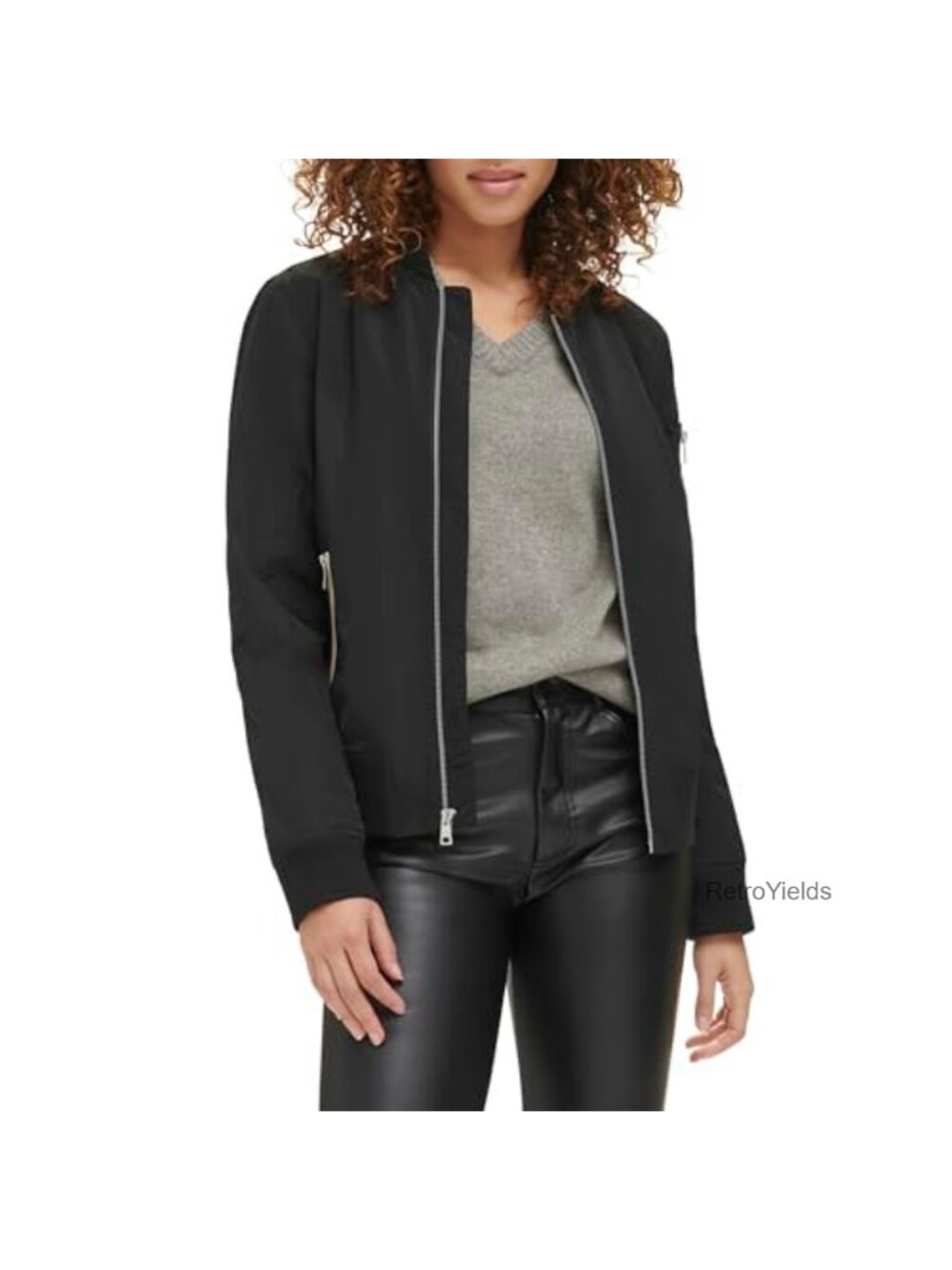 Melanie Newport Bomber Jacket Lightweight Zip-Up Casual Layer
